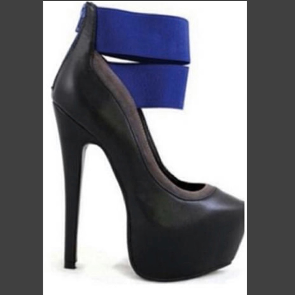 Black Heels/ Blue strap